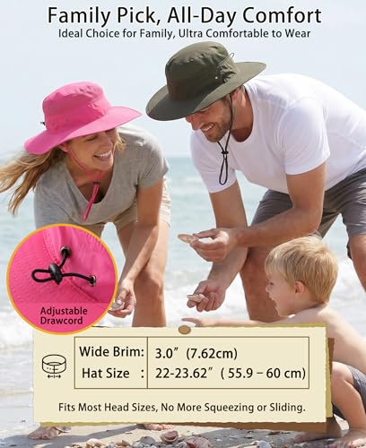 Women's Sun Hat UPF50+ Wide Brim Bucket Hats Mesh Sun Protection Caps for Fishing Camping Gardening Rose Red (One Size / Rose Red)