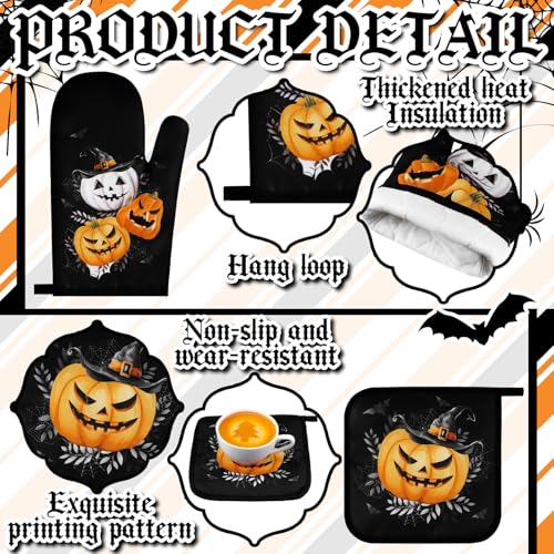 10 Pcs Halloween Kitchen Decor Accessories Set Gothic Pumpkin (Classic Color / Halloween Style)