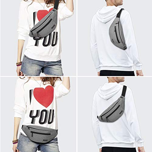 Crossbody Bags for Women Men Travel Essentials Fanny Pack Belt Bag (Grey / Large)