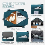 Large Travel Duffle Bag Expandable Carry On Weekender for Women 18x14x8 (A56-PeacockBlue / XX-large)