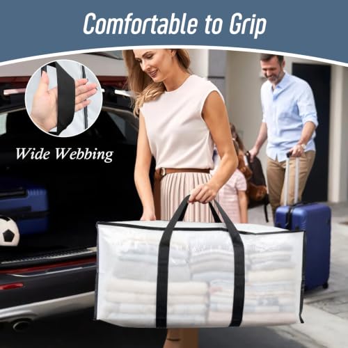 12 Pack Extra Heavy Duty Large Moving Bags Strong Zipper (Semi-Transparent / 12 Pack)