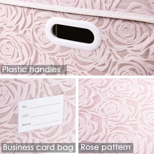 Jumbo Collapsible Storage Boxes with Lids Fabric Decorative Storage Bins Cubes Organizer Baskets with Cover Handles Divider for Bedroom Closet Living Room 23.2x15.7x11.8 Inch 3 Pack (Pink / XX Large(3-Pack))
