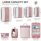 10 Set Compression Packing Cubes for Travel Essentials (Light Coral)