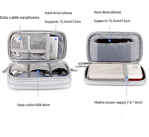 Electronic Organizer Travel Cable Accessories BagPouch Portable Waterproof Storage Bag Electronic Organizer Case for Cable (Light gray)
