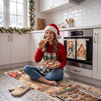 10 Pcs Christmas Gingerbread Man Kitchen Decor and Accessories Set Kitchen Towels Pot Holders Oven Mitts and Rugs for Baking Cooking BBQ Mom Housewarming Gifts (Light Brown / Christmas Gingerbread Man)