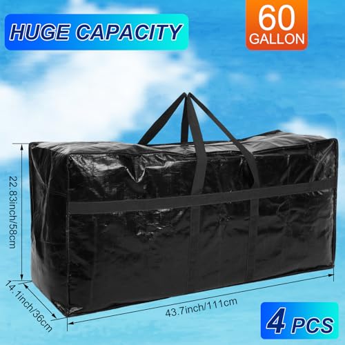 4 Pcs 60 Gallon Extra Large Moving Bags Heavy Duty Storage Bag (60 Gallon / Black)