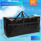 4 Pcs 60 Gallon Extra Large Moving Bags Heavy Duty Storage Bag (60 Gallon / Black)
