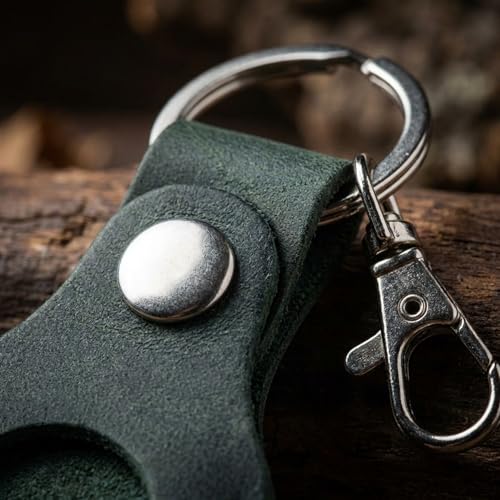 Toprank Leather Keychain Holder Compatible with Apple AirTag (Green)