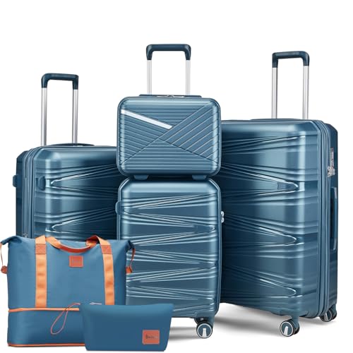 Luggage Sets 6 Piece Expandable Suitcase (Peacock Blue / 6 Piece Set (14in/20in/24in/28in/DB/TB))