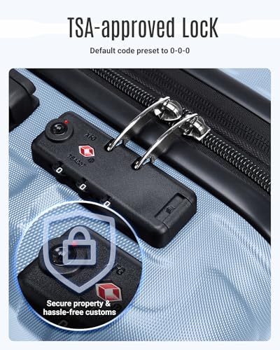 Luggage Sets 3 Pcs Suitcase with Wheels (Light Blue / 3-Piece Set-20 Inch/24 Inch/28 Inch)