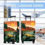 Luggage Cover Washable Suitcase Protector Anti (Sunset Oasis / S(fits 20-22inch suitcase))