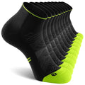 Ankle Compression Running Athletic Socks for Men Women (Small-Medium / Black + Green (5 Pairs))