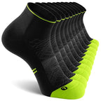 Ankle Compression Running Athletic Socks for Men Women (Small-Medium / Black + Green (5 Pairs))