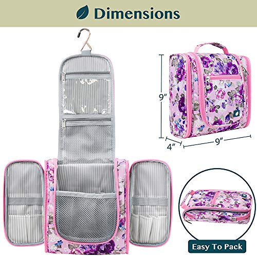 Toiletry Bag Travel Bag for Women Men (Floral Purple / Standard (9x4x9))