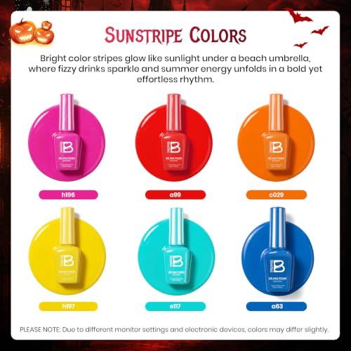 Beetles Halloween Gel Nail Polish Set (A - Yellow Orange Black | Sunstripe)