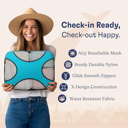 8 Set Packing Cubes for Travel (8 Set - Aqua Teal / Set of 8)