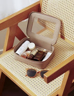Clear Makeup Bag Travel Cosmetic Case Transparent Toiletry Bag with Zipper (Gold / Medium Moda)