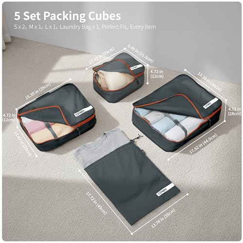 Packing Cube for Travel Suitcase 5 Set Grey (Grey / 5PCS)