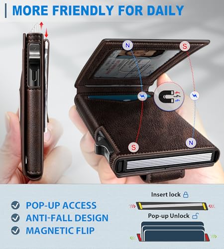 Airtag Wallet for Men Money Clip 9 (Forest Brown057)