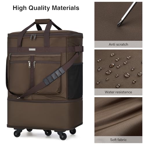 Expandable Luggage Bags for Travel Collapsible Suitcase with Wheels (Coffee)