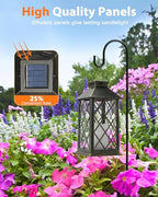 Solar Lanterns Outdoor Waterproof 14" Flickering LED (Diamond Lattice / Bronze / 14inch（Large）)