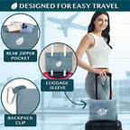 Compact 2-in-1 Travel Blanket Pillow for Airplane Flight, Blue (Dusty Blue / 65 x 40 inches)