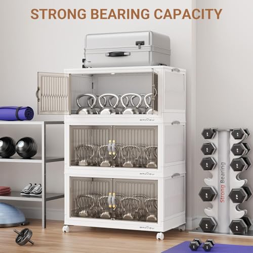 360Qt Stackable Storage Bins with Lid (White / 120QT-3Pack)