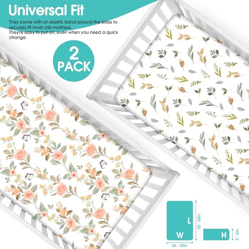 Baby Fitted Crib Sheets (Rose & Foliage / 52X28 Inch)