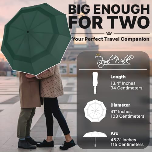 Compact Travel Umbrella for Rain (Dark Green)