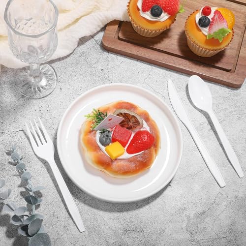 90 Pieces White Plastic Cutlery Set (White)