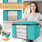 6 Pack Storage Bags for Clothes Blanket Storage Bins with Lids (6 Pack-60l / Green)