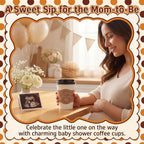 48 Sets 8 oz A Baby Is Brewing Coffee Cups with Lids and Sleeves (Baby)