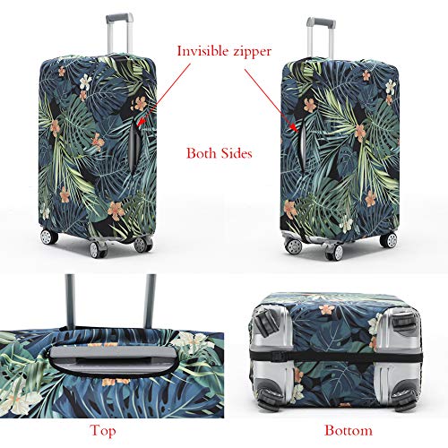 Travelkin Luggage Covers For Suitcase Tsa Approved Suitcase Cover Protector (Leaves-Green / L)