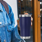 20oz Tumbler with Lid Stainless Steel Tumblers Bulk (Navy / 1 count)
