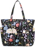 Waterproof Beach Tote Pool Bags for Women Ladies Extra Large Carry On Bag With Wet Compartment for Weekender Travel (Black Butterfly-floral)