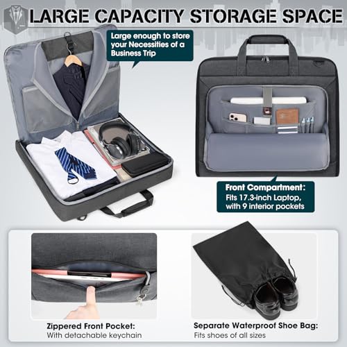 Garment Bags for Travel Carry On Garment Bag for Hanging Clothes (Grey)