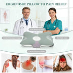 Ergonomic Memory Foam Cervical Pillow for Neck Pain Relief Support (Butterfly / Grey)