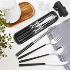 Reusable Utensils with Case (black silvery)