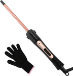 3/8 Inch Curling Wand Iron Small Curling Wand Tight Curls Tourmaline Ceramic Barrel for Short & Long Hair Skinny Wand Curler Styler with Clampless 350°F/410°F Temperature Adjustable
