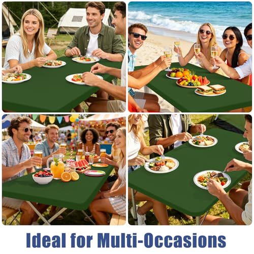2 Pack Rectangle Spandex Fitted Table Cloth (Olive Green / 96" x 30" (Rectangular))