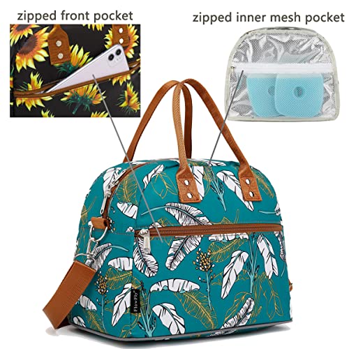 Insulated Lunch Bag With Shoulder Strap for Women (Feather)