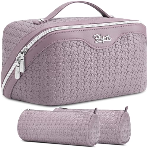 Travel Makeup Bag Cosmetic Bags for Women (L55Light Purple)