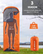 Sleeping Bags for Adults Women Backpacking Lightweight Waterproof (3.3lb Orange)