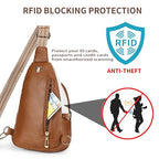 Crossbody Bags for Women Anti Theft Vegan Leather Sling Bag RFID Blocking Chest Bag for Travel (Beige Brown-02)