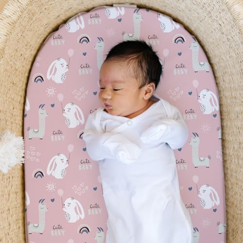 Stretch Fitted Bassinet Sheet Set BROLEX 2 Pack Cradle Sheets for Bassinet Pad (Squirrel Deer / 32x16 Inch)