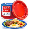 100 Count Red and Blue Disposable Plates 10 Inch (Red/Blue / 100 Pcs)
