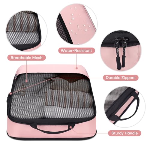 4 PCS Set Compression Packing Cubes for Travel (4 Set / Pink)