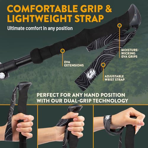 Premium Foldable Hiking Poles by USA Brand (EVA Foam - Black / 115-135 cm for Height: 5'10" and taller)