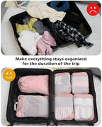 Compression Packing Cubes for Travel (Set of 6 New Size / 6-1-Pink)