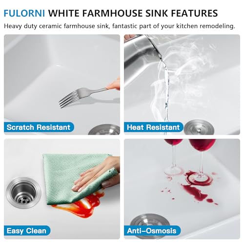 28"x20" White Farmhouse Sink (28"x20"x10" / White)